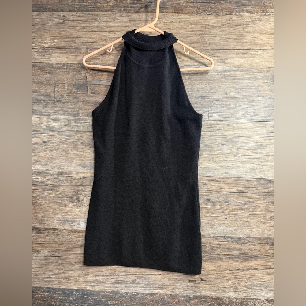 White House Black Market Sleeveless Black Turtleneck Top